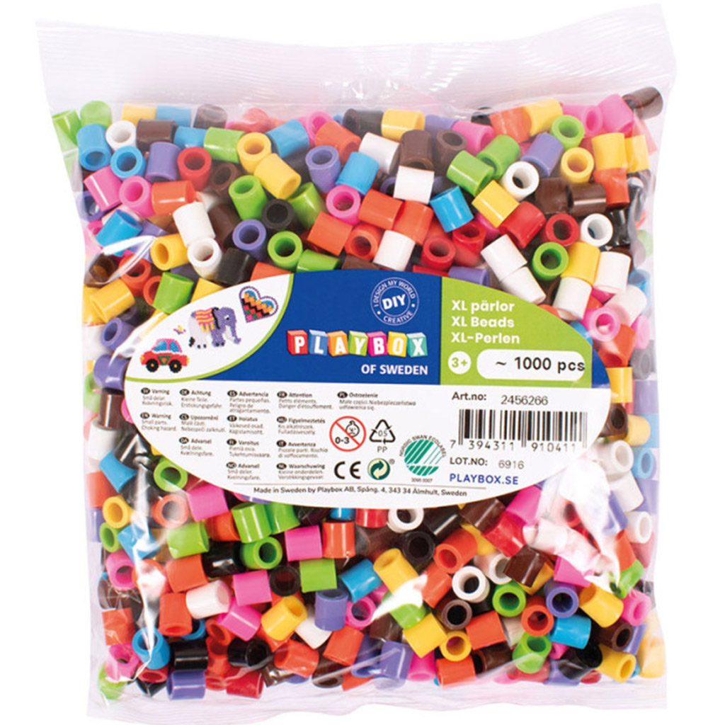 PlayBox: 9mm-es XL MIDI színes vasalható gyöngyök 1000db-os csomag kép 1