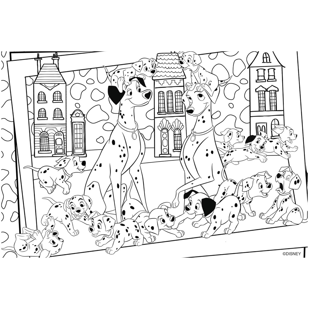Disney 101 kiskutya 2 az 1-ben 24db-os puzzle és színező 50x35cm - Lisciani kép 3