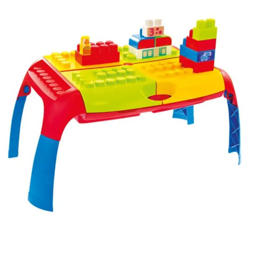 Színes építőkocka szett hordozható asztallal kép 1