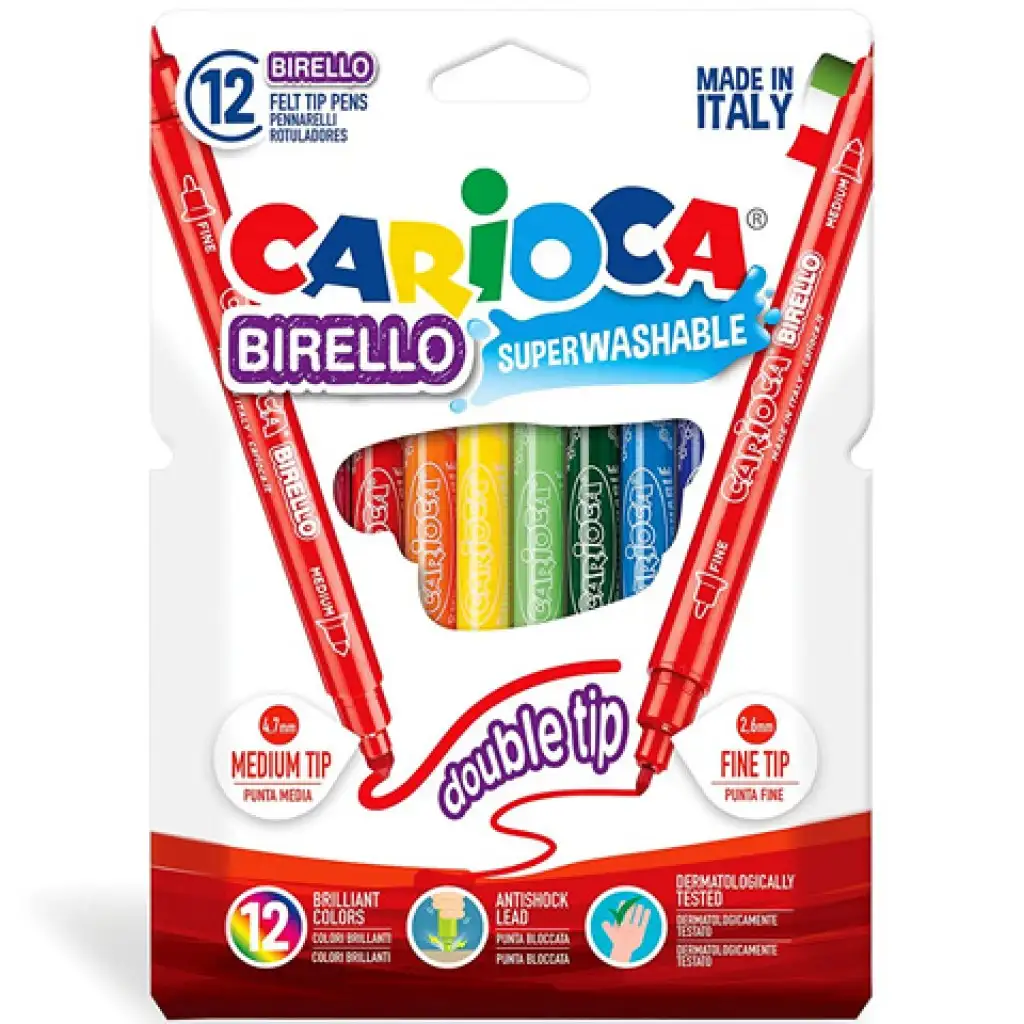Színes filctoll szett kétféle fejjel 12 db-os - Carioca kép 3