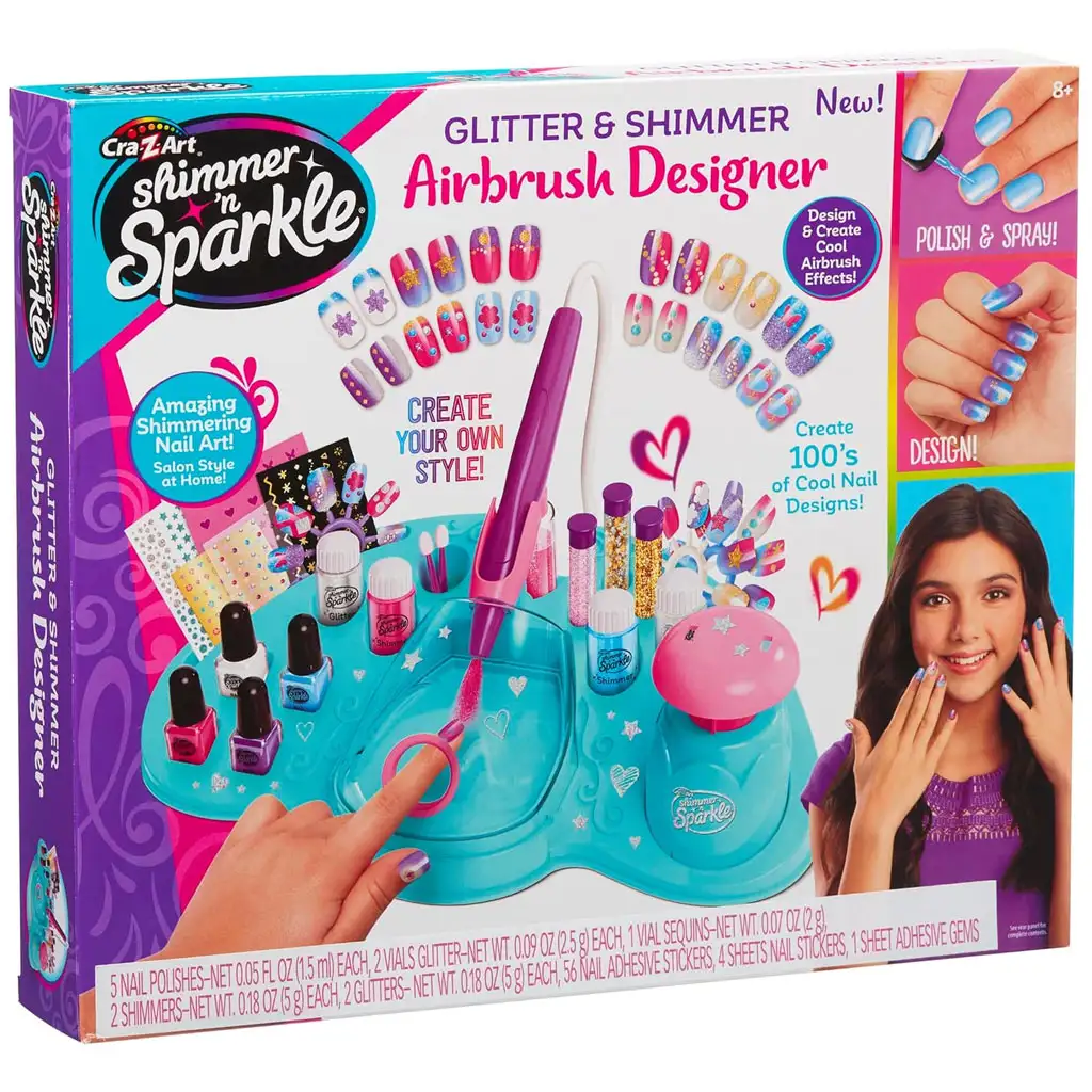 Cra-Z-Art: Shimmer and Sparkle - Glitter & Shimmer festékszórós köröm stúdió szett kép 7