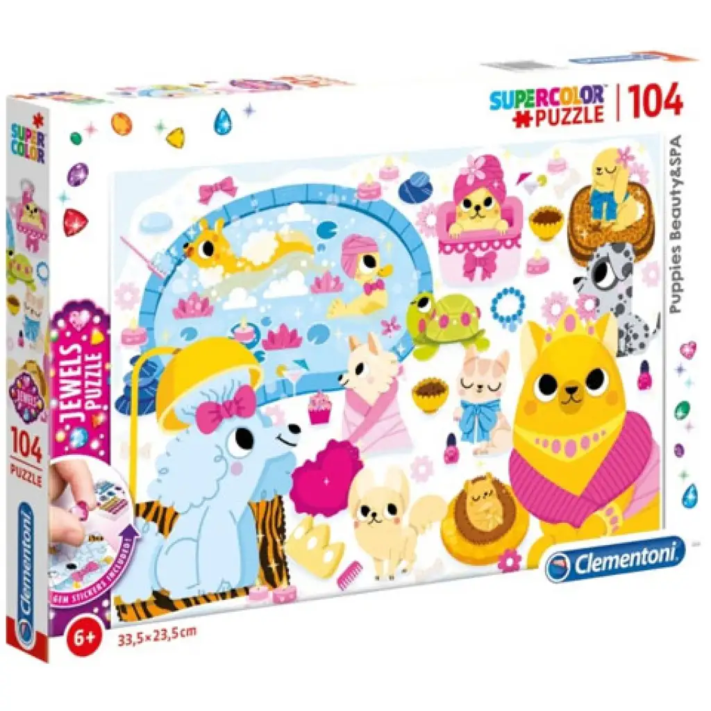 Kiskedvencek wellnesse 104 db-os puzzle strasszkövekkel -  Clementoni kép 1