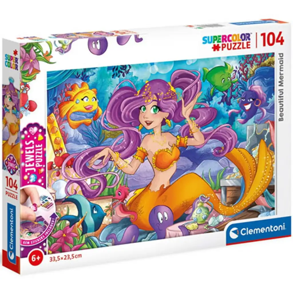 Gyönyörű Sellő Supercolor ékszer-puzzle 104db-os - Clementoni kép 1