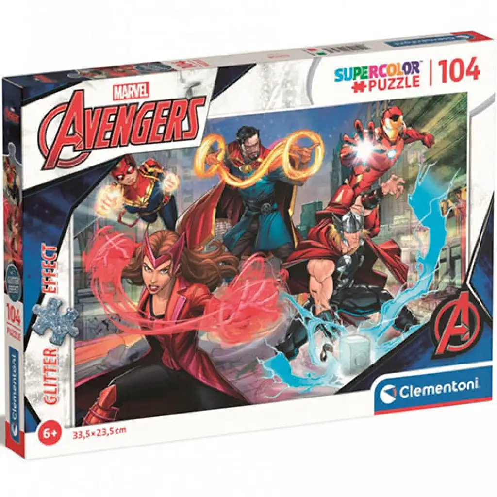 Marvel: Bosszúállók Supercolor csillámos-puzzle 104db-os - Clementoni kép 1