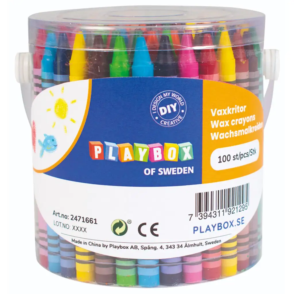 PlayBox: Színes 100 db-os zsírkréta szett dobozban kép 1