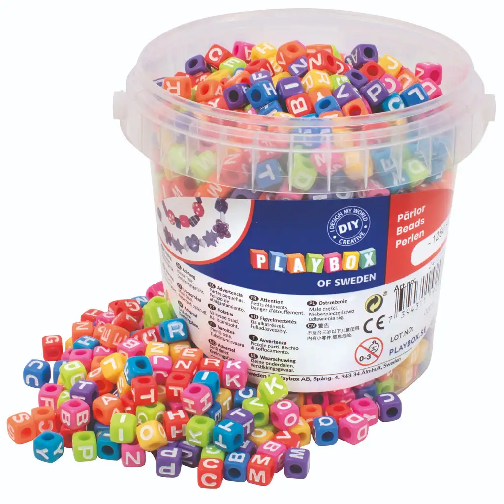 PlayBox: Színes betűs gyöngy szett 1250 db-os 7x7x7mm kép 1