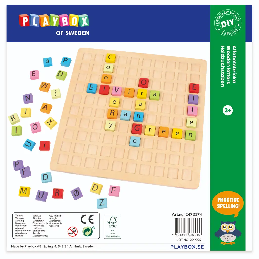 PlayBox: ABC színes fa oktató játék 25x25cm kép 1