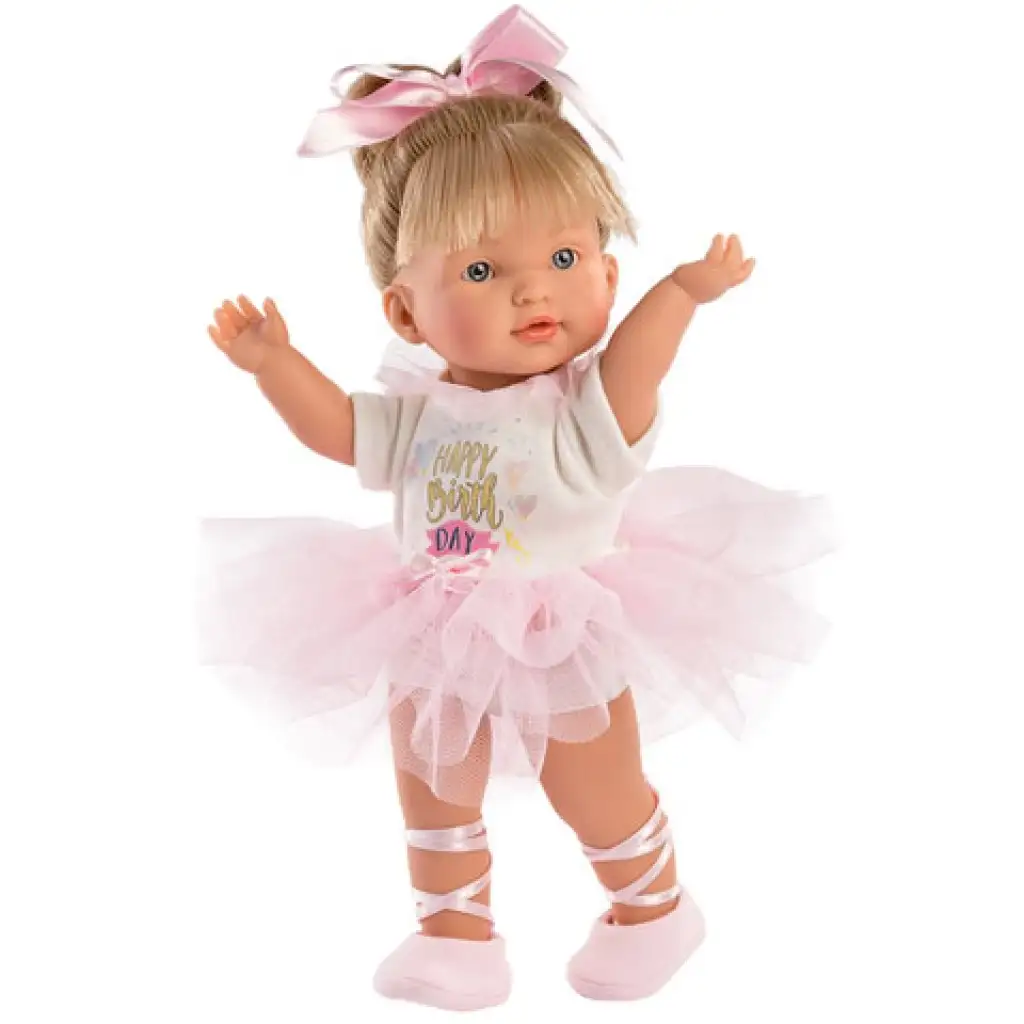 Llorens: Valeria 28cm-es baba Happy Birth Day ruhában kép 1
