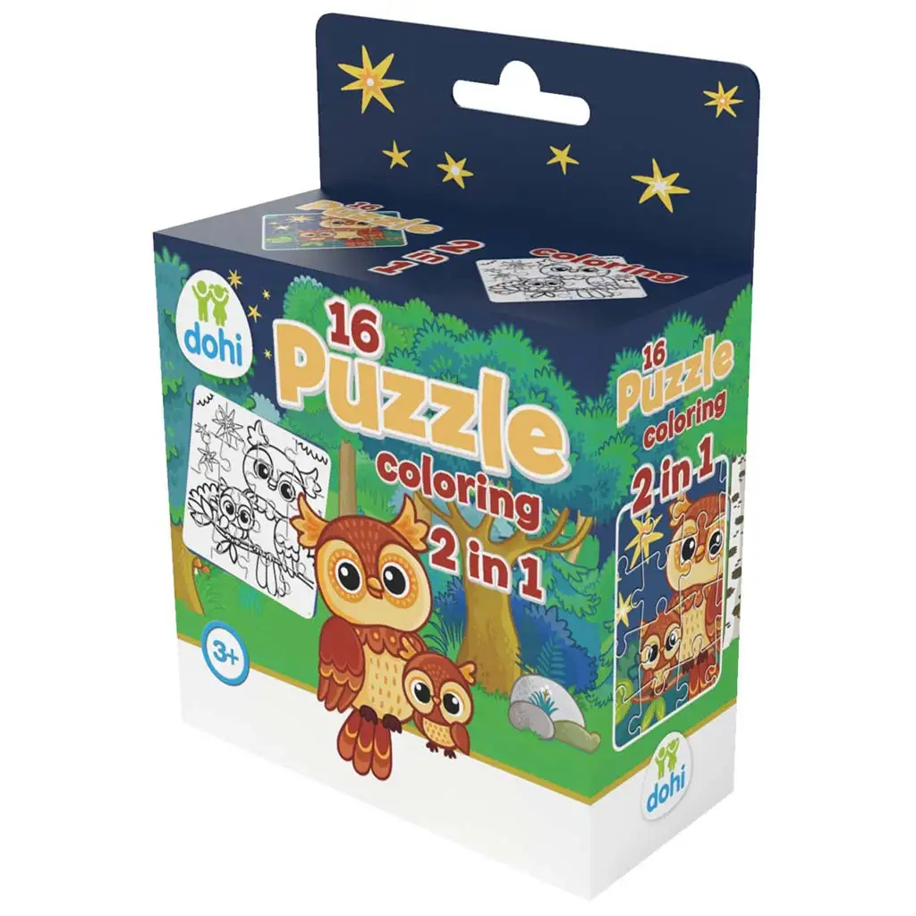 16 Darabos Színezős Puzzle 2 az 1-ben - Bagoly kép 1