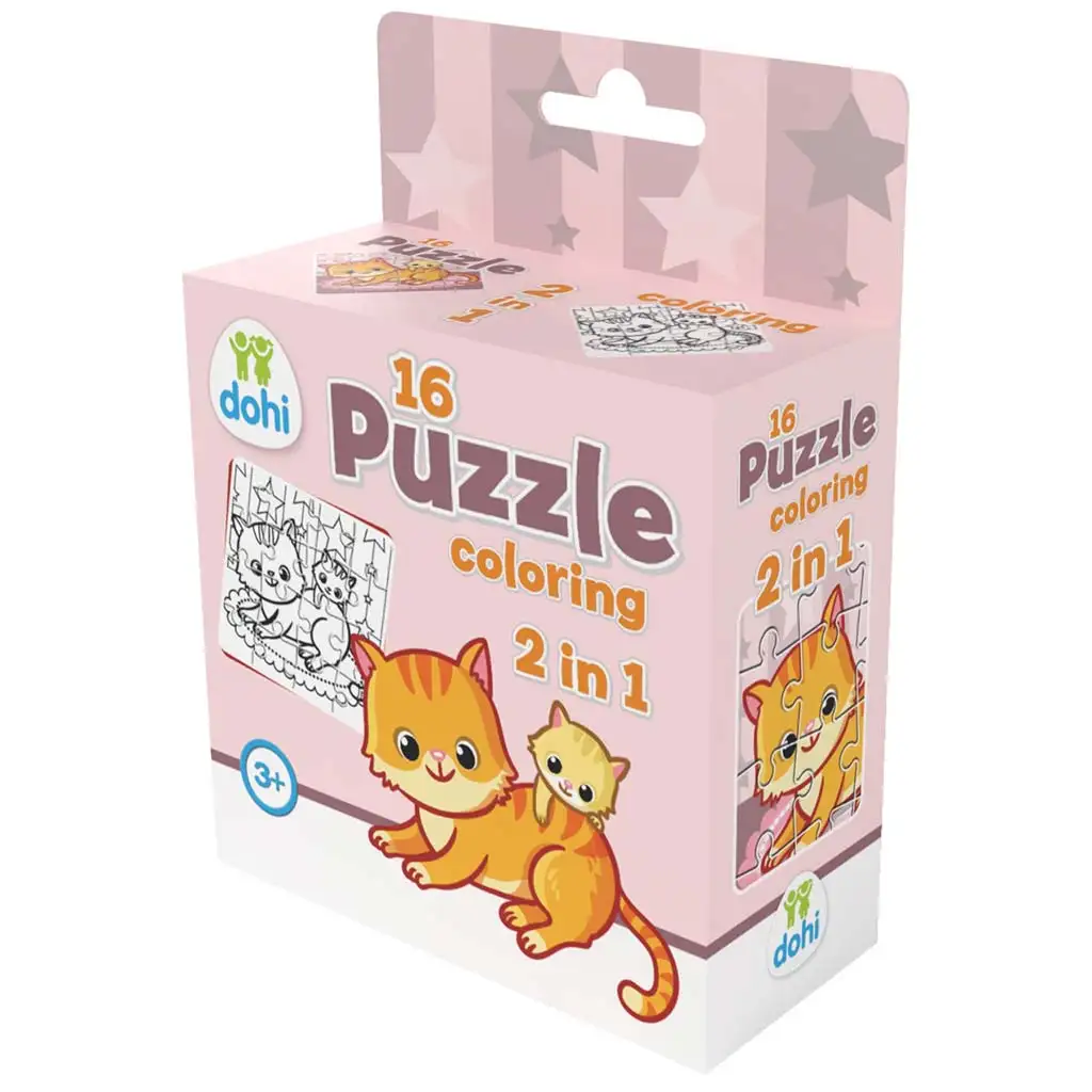 16 Darabos Színezős Puzzle 2 az 1-ben - Cica kép 1