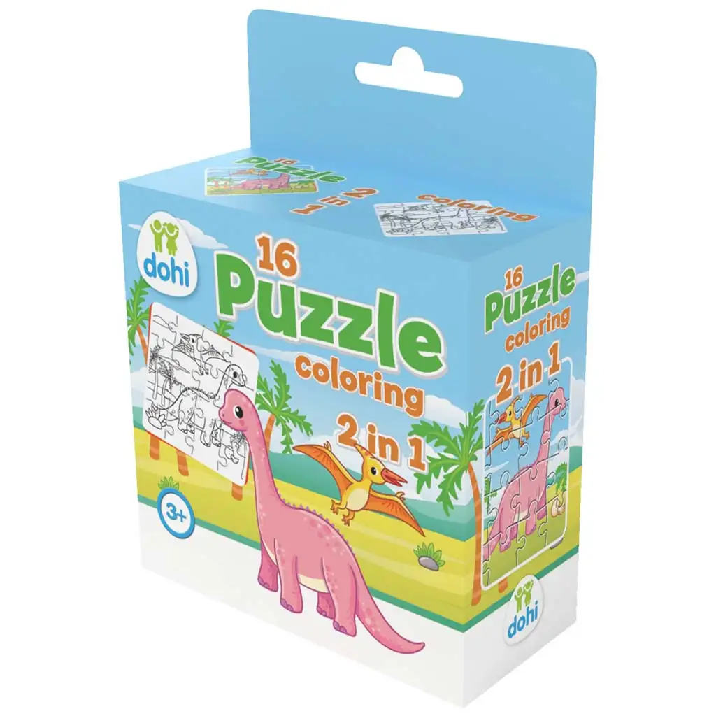 16 Darabos Színezős Puzzle 2 az 1-ben - Dínós kép 1