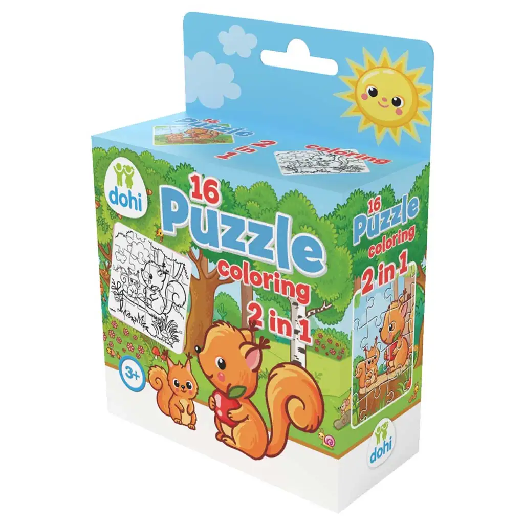 16 Darabos Színezős Puzzle 2 az 1-ben - Mókus kép 1