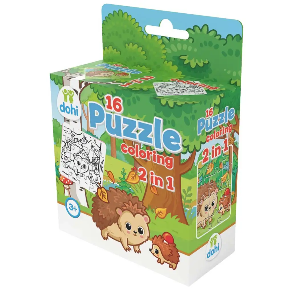 16 Darabos Színezős Puzzle 2 az 1-ben - Süni kép 1