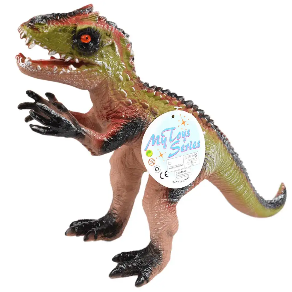 Dino World: Vinyl anyagú hangot adó Velociraptor dinoszaurusz figura pamut töltéssel 35cm kép 1