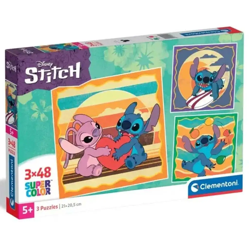 Disney Stitch és Angel 3x48db-os Supercolor puzzle - Clementoni kép 1