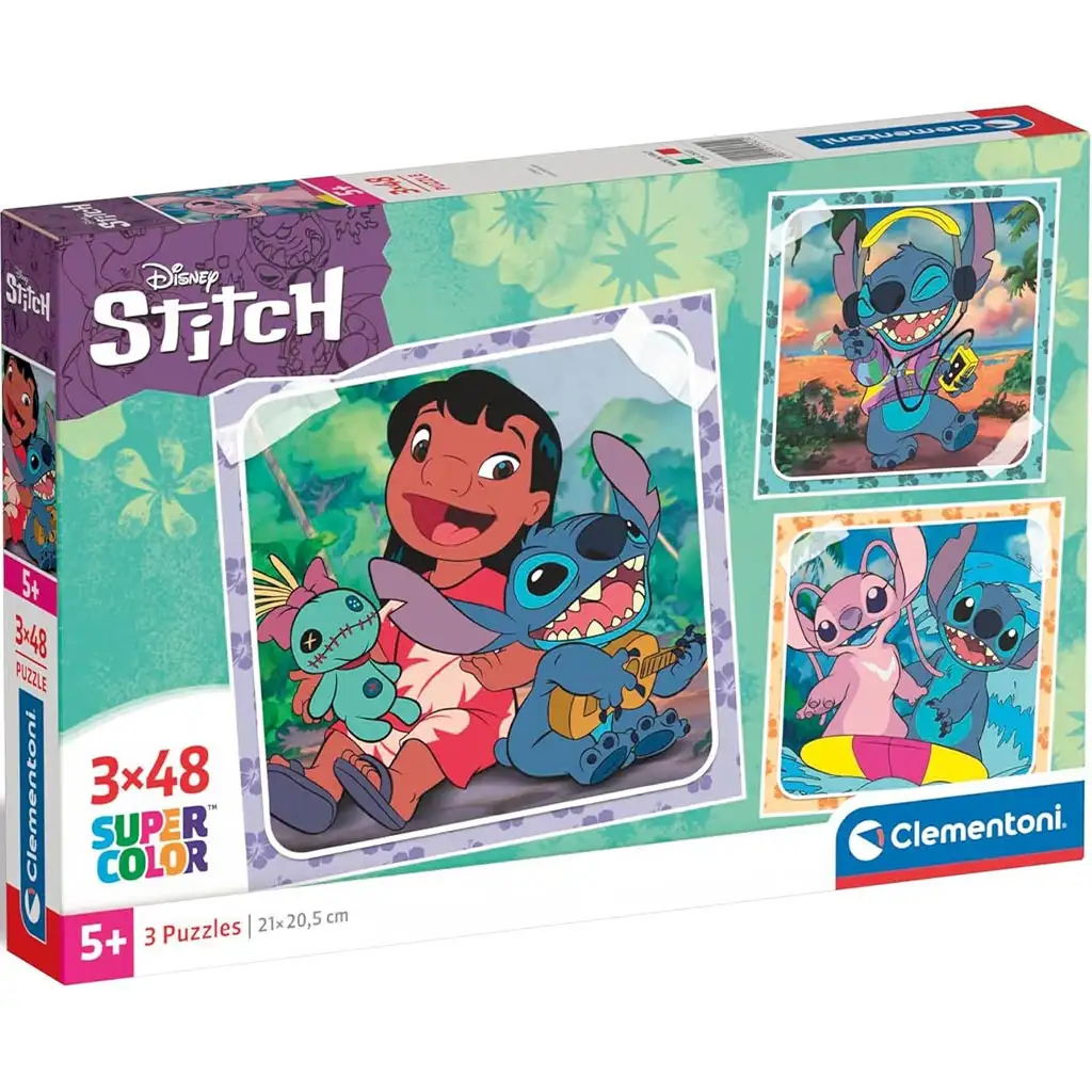 Disney Stitch 3x48db-os Supercolor puzzle - Clementoni kép 1