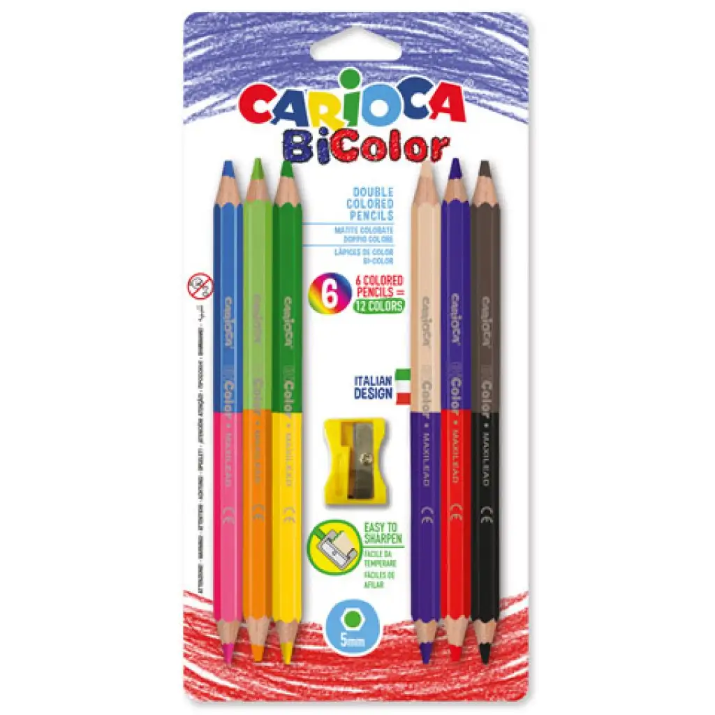 Jumbo színes ceruza szett hegyezővel 6db - Carioca kép 1