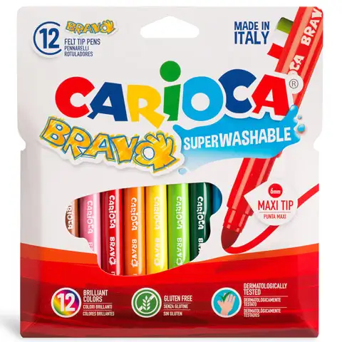 Színes maxi filctoll 12 db-os - Carioca kép 1