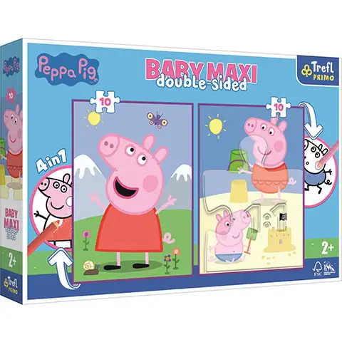 Peppa malac kétoldalas 4 az 1-ben Baby Maxi puzzle 2x10db-os - Trefl kép 1