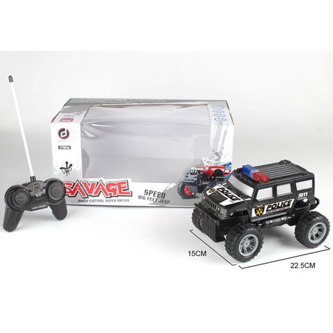 RC Off-Road Police távirányítós rendőr Hummer fénnyel 27 MHz 22cm 1/16-os méretarány kép 4