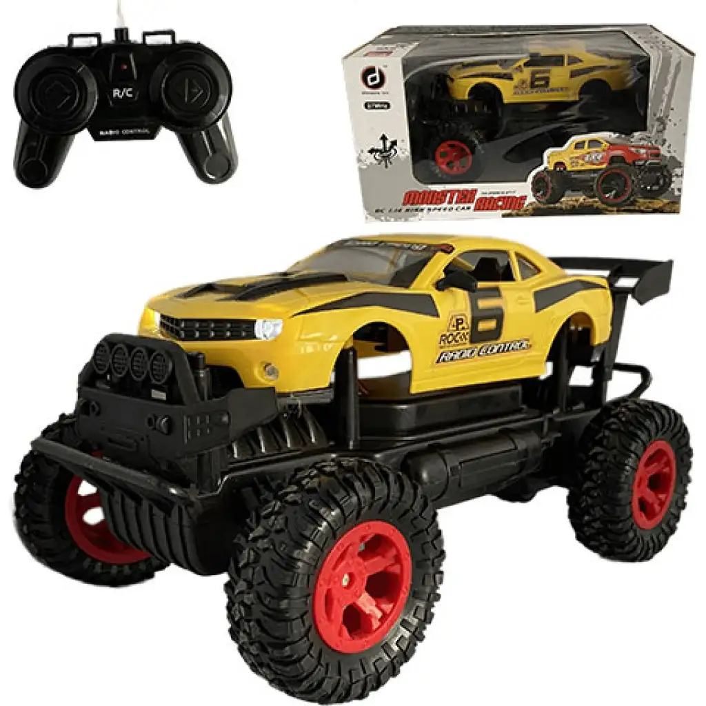 RC Off-Road távirányítós sárga Camaro fénnyel 27 MHz 29cm 1/14-es méretarány kép 1