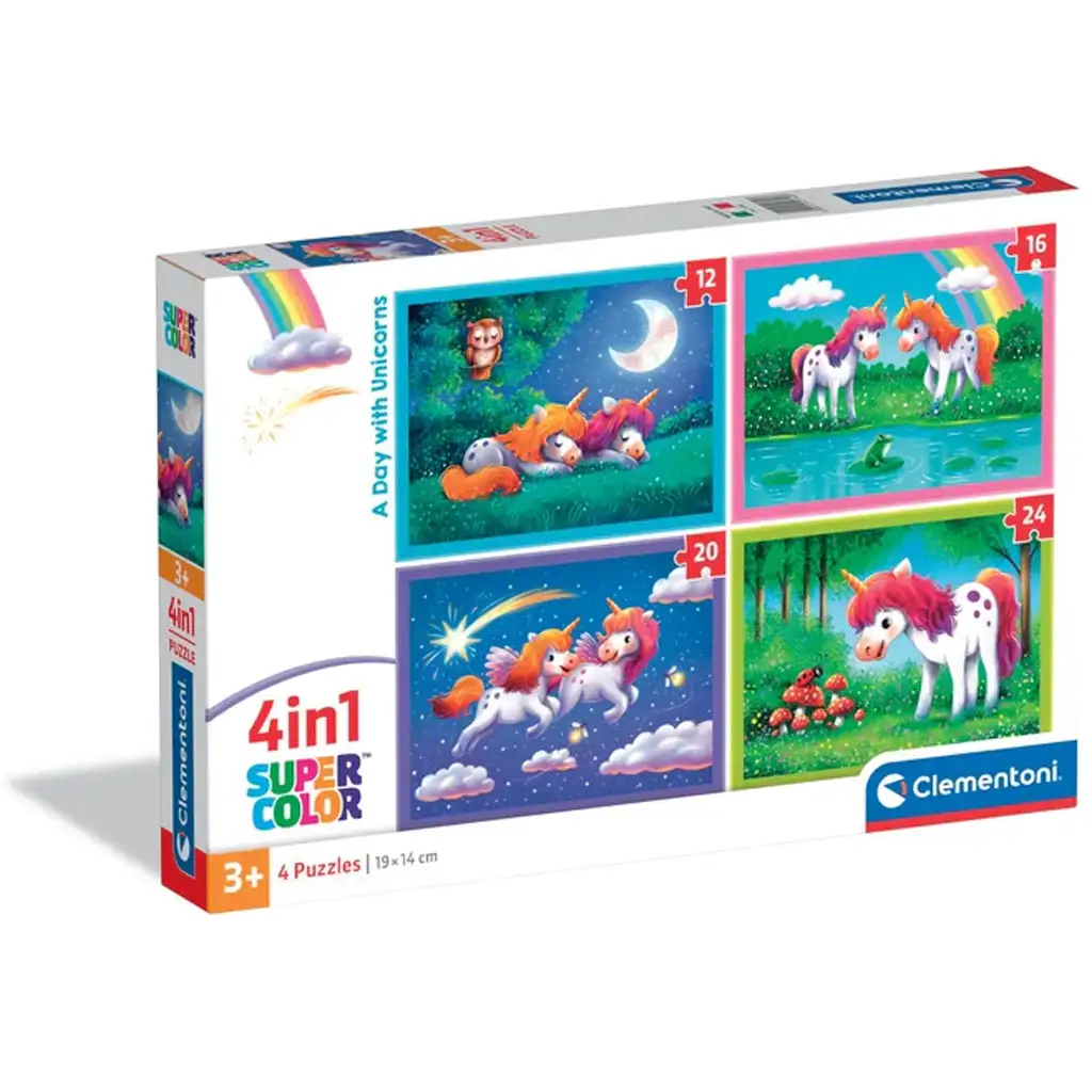 Egy nap az unikornisokkal 4 az 1-ben puzzle - Clementoni kép 1