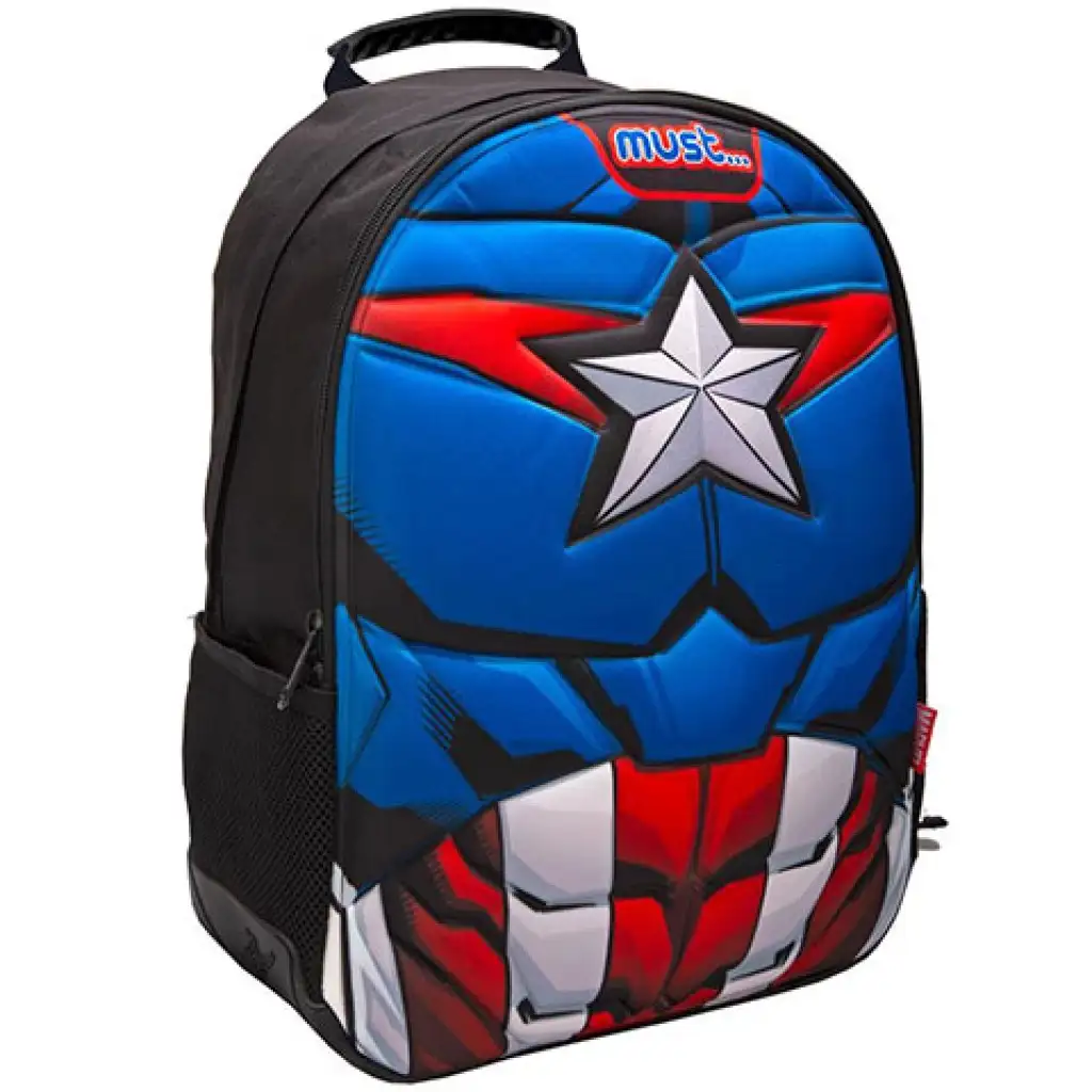 Must... Bosszúállók Amerika Kapitány 3D mintás iskolatáska, hátizsák 32x15x43cm kép 1
