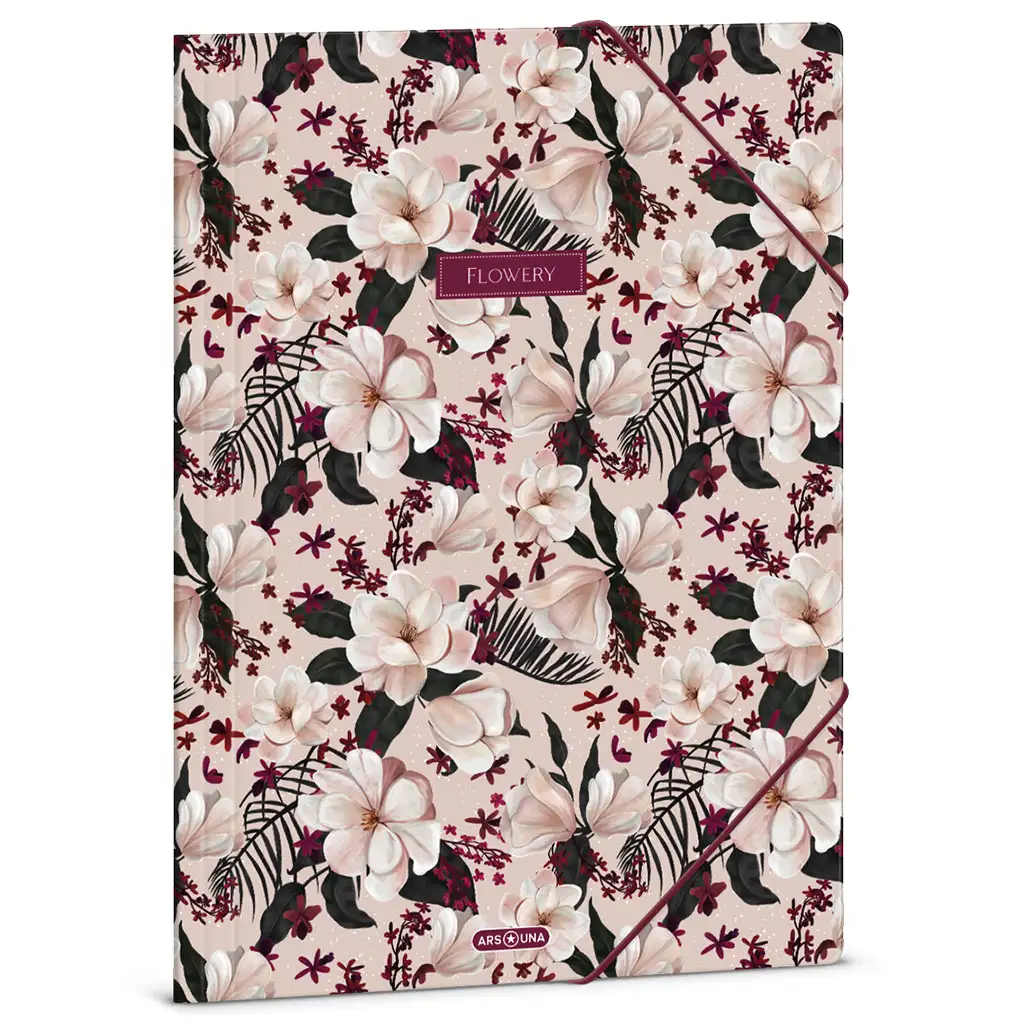 Ars Una: Flowery Pink virágos gumis mappa A/4 kép 1