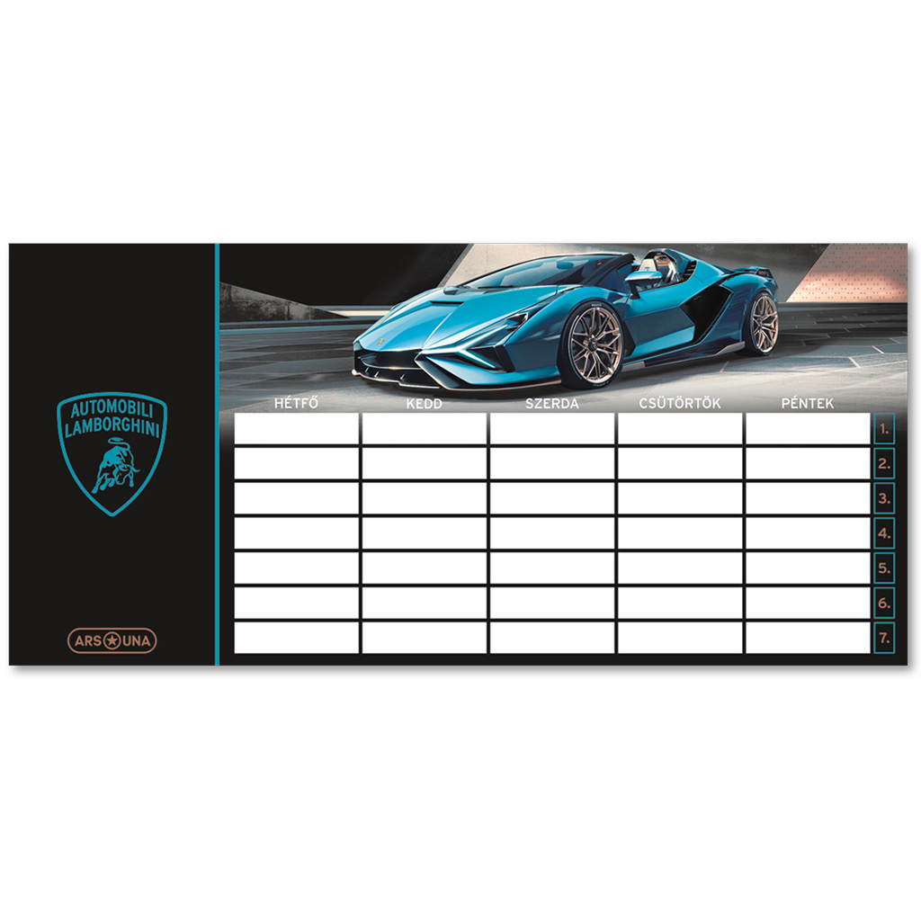 Ars Una: Lamborghini kék kétoldalas órarend kép 1