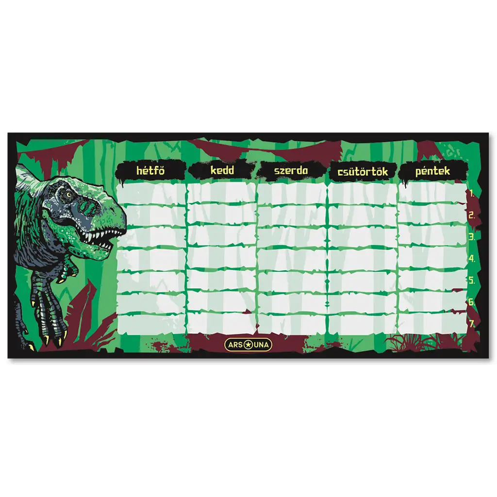 Ars Una: T-Rex dinoszauruszos kétoldalas órarend kép 1