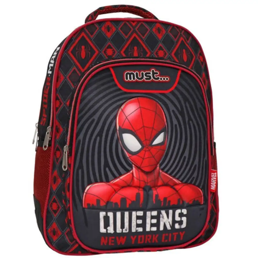 Must: Pókember lekerekített ergonomikus iskolatáska, hátizsák 32x18x43cm kép 1