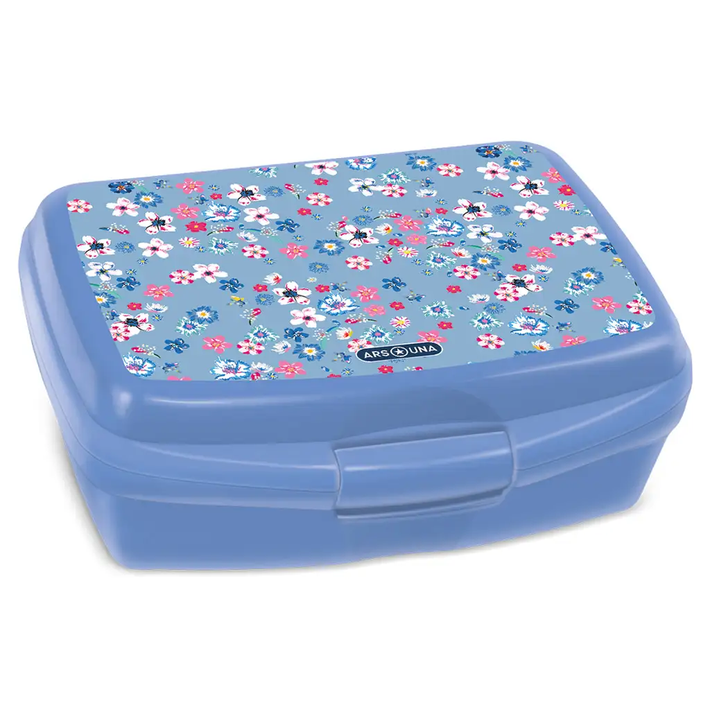 Ars Una: Pearl Blossom Blue virágos uzsonnás doboz 16,5x6x13,5cm kép 1