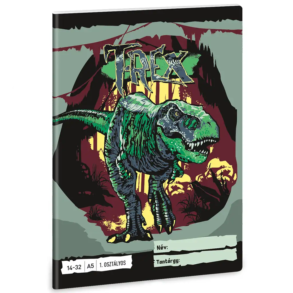 Ars Una: T-Rex dinoszauruszos 1.osztályos vonalas füzet A/5 kép 1