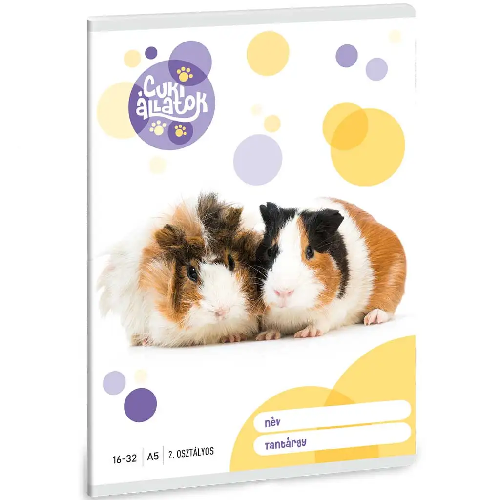 Ars Una: Cuki állatok - Tengerimalac 2. osztályos vonalas füzet 32 lapos A/5 kép 1