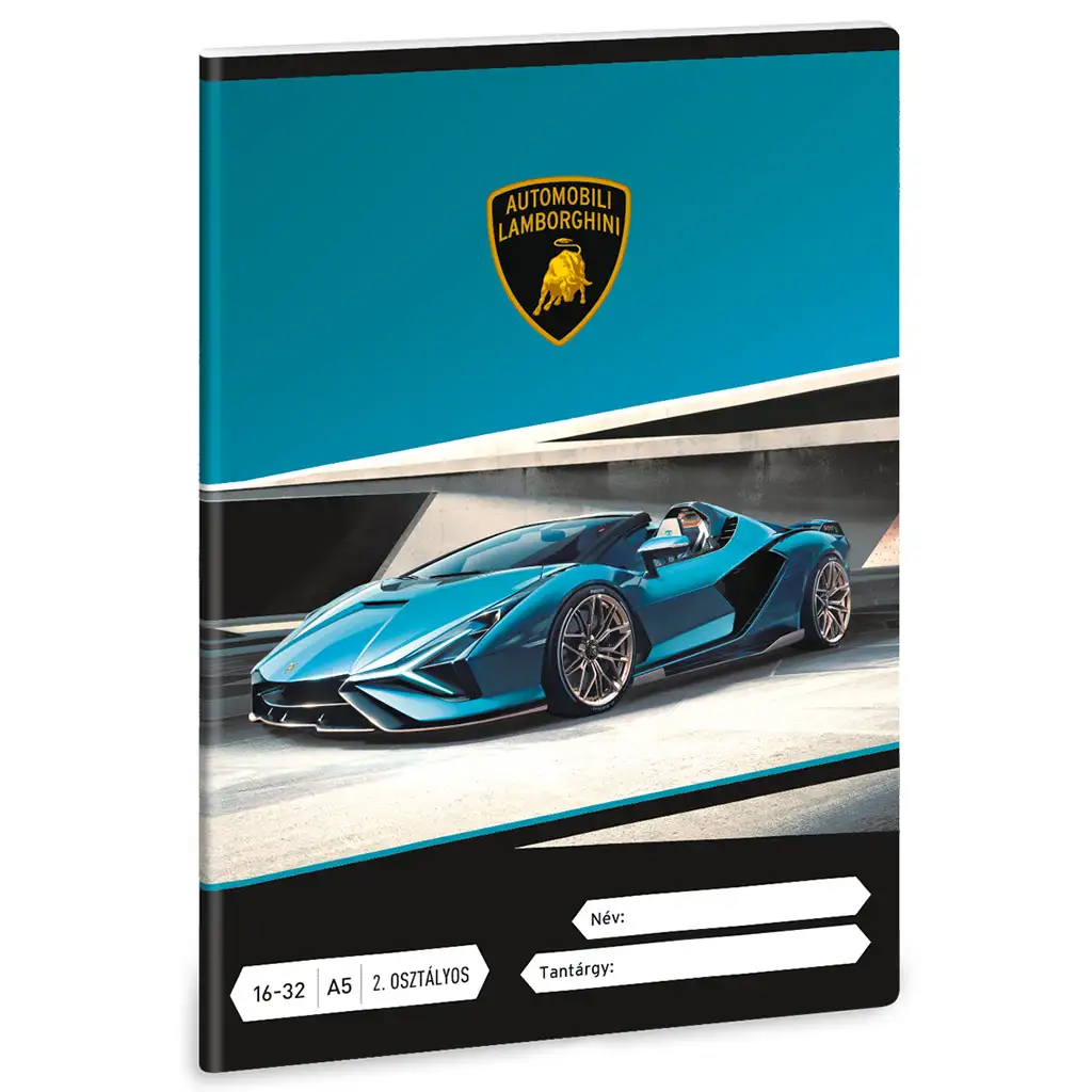 Ars Una: Lamborghini kék 2.osztályos vonalas füzet A/5 kép 1