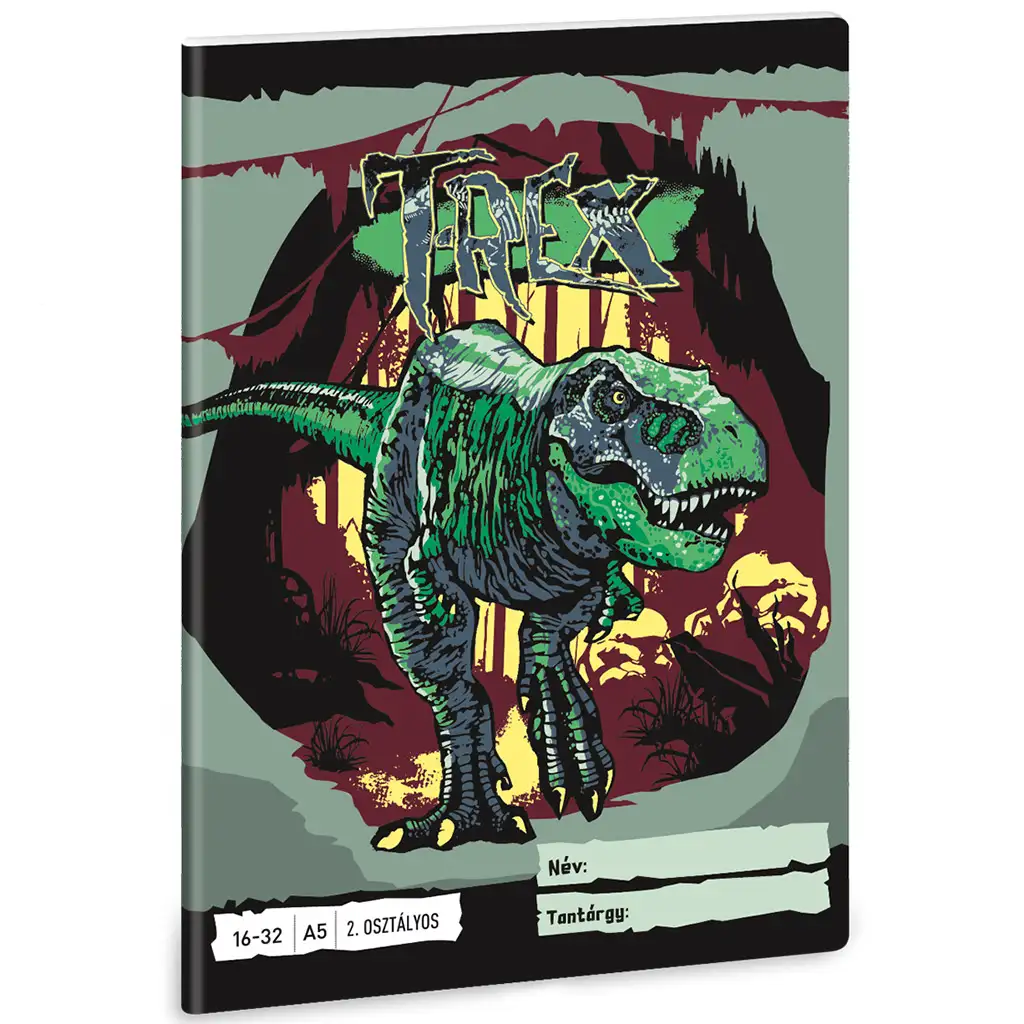 Ars Una: T-Rex dinoszauruszos 2.osztályos vonalas füzet A/5 kép 1