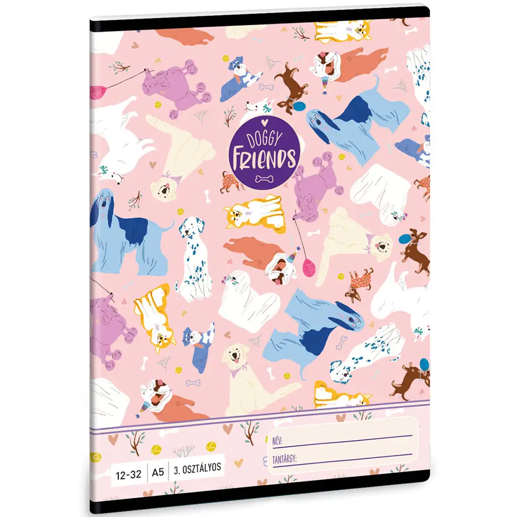 Ars Una: Doggy Friends - kutyusos 3. osztályos vonalas füzet 32 lapos A/5 kép 1