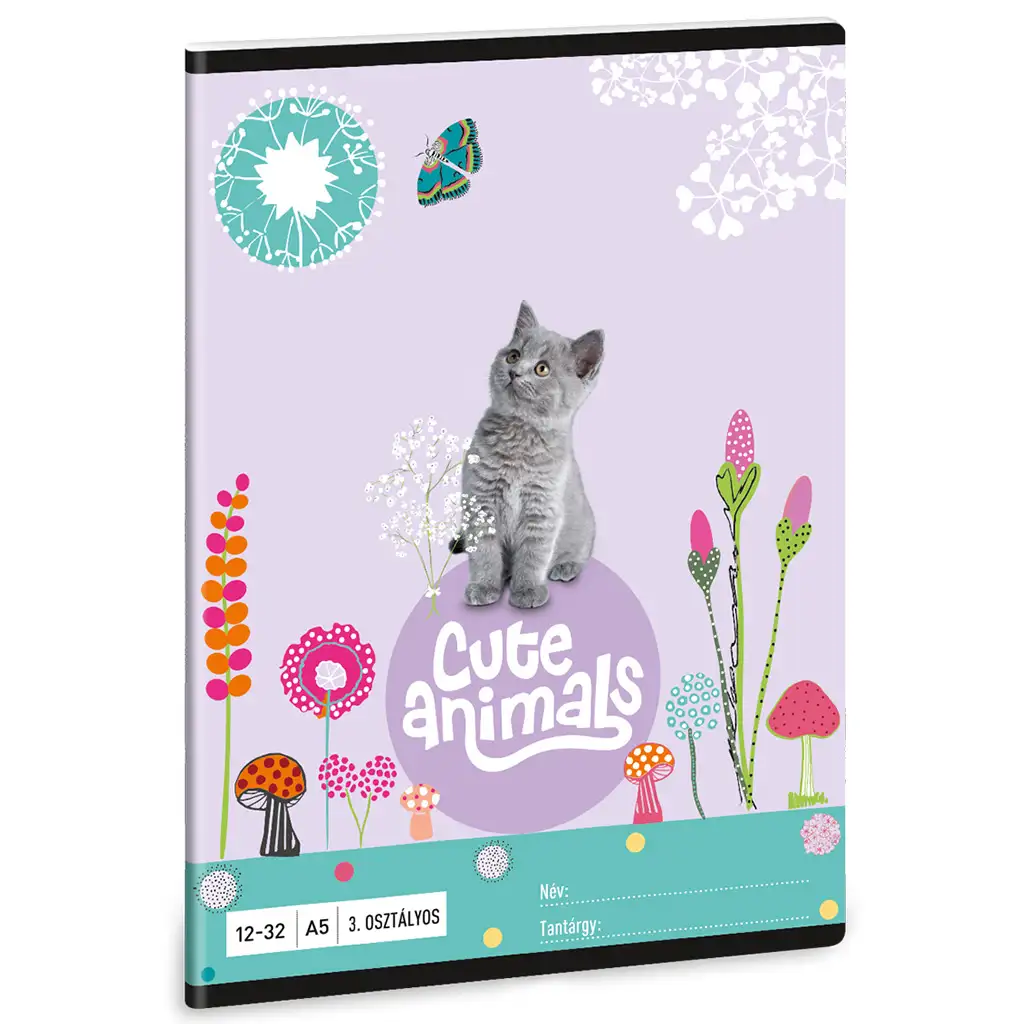 Ars Una: Cute Animals - Kitten cicás 3.osztályos vonalas füzet A/5 kép 1