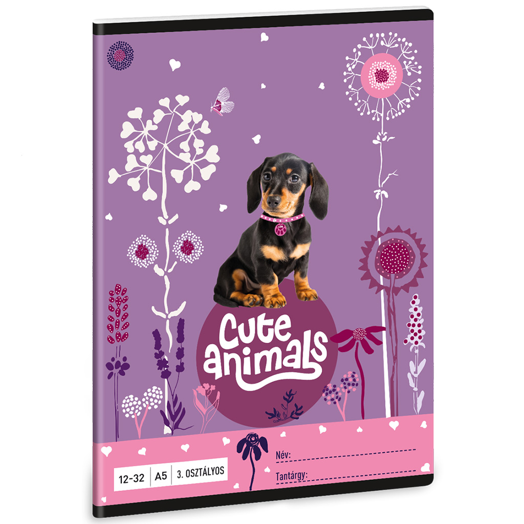 Ars Una: Cute Animals - Puppy tacskós 3.osztályos vonalas füzet A/5 kép 1