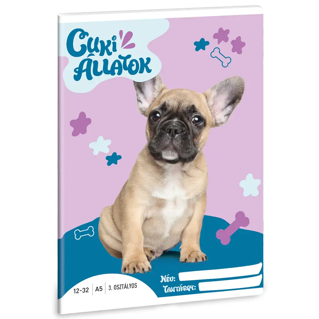 Ars Una: Cuki állatok - Francia bulldog 3.osztályos vonalas füzet A/5 kép 1