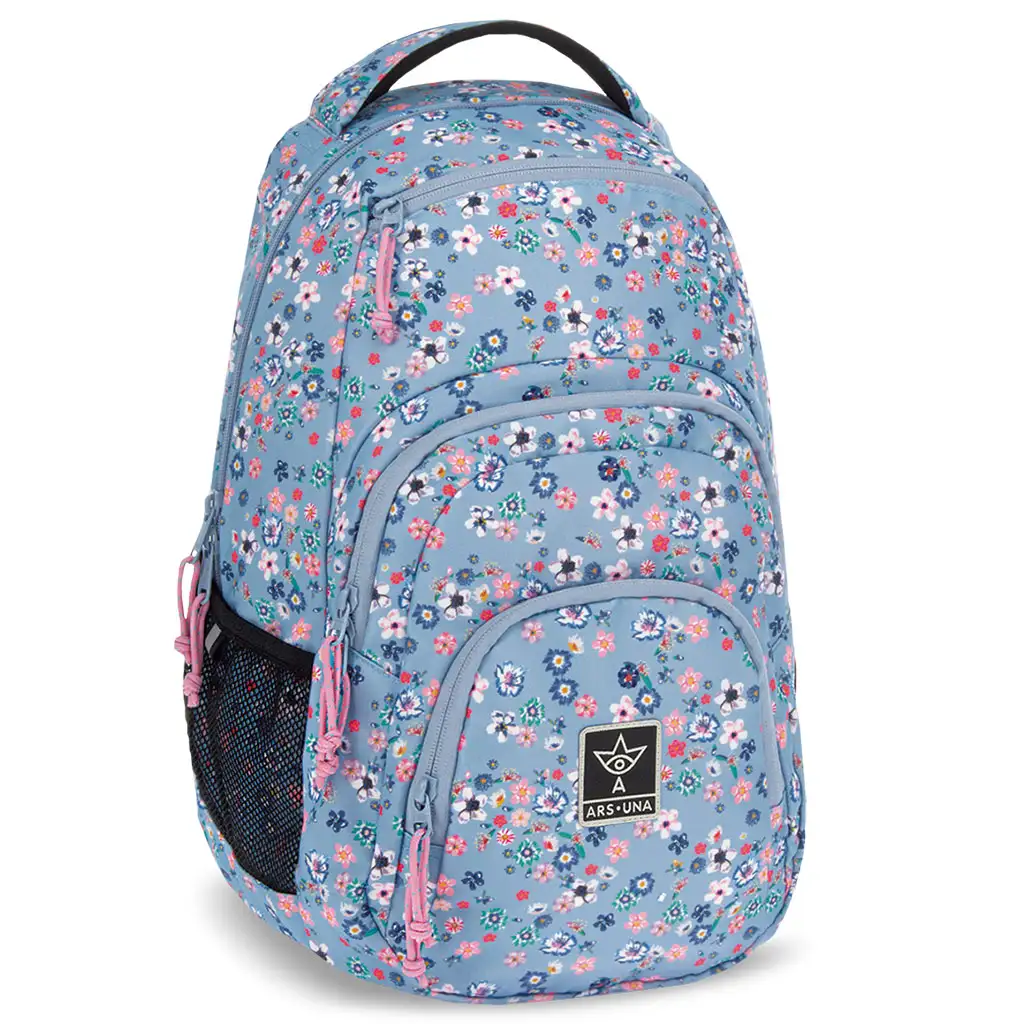 Ars Una: Peald Blossom Blue virágos AU-2 iskolatáska, hátizsák 32x46x22cm kép 1