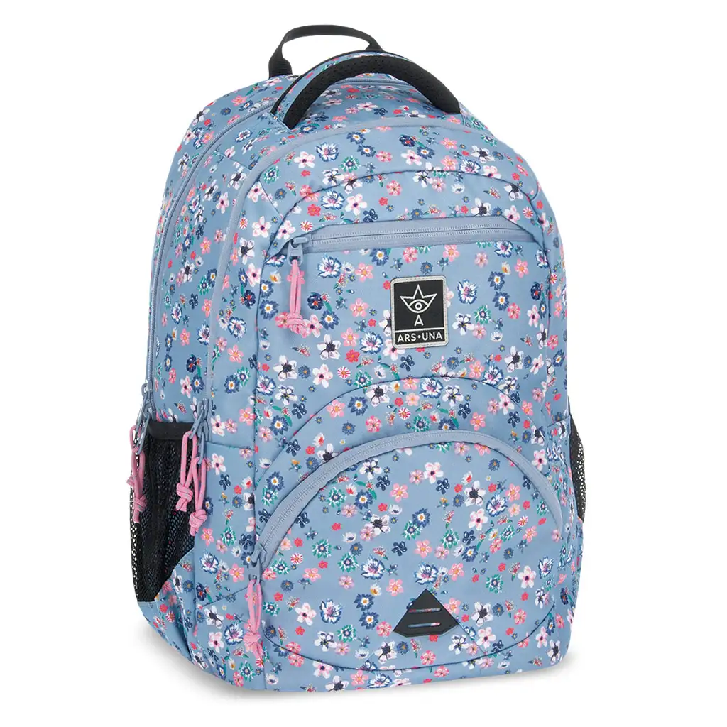Ars Una: Pearl Blossom Blue virágos ergonomikus iskolatáska, hátizsák 33x45x24cm kép 1