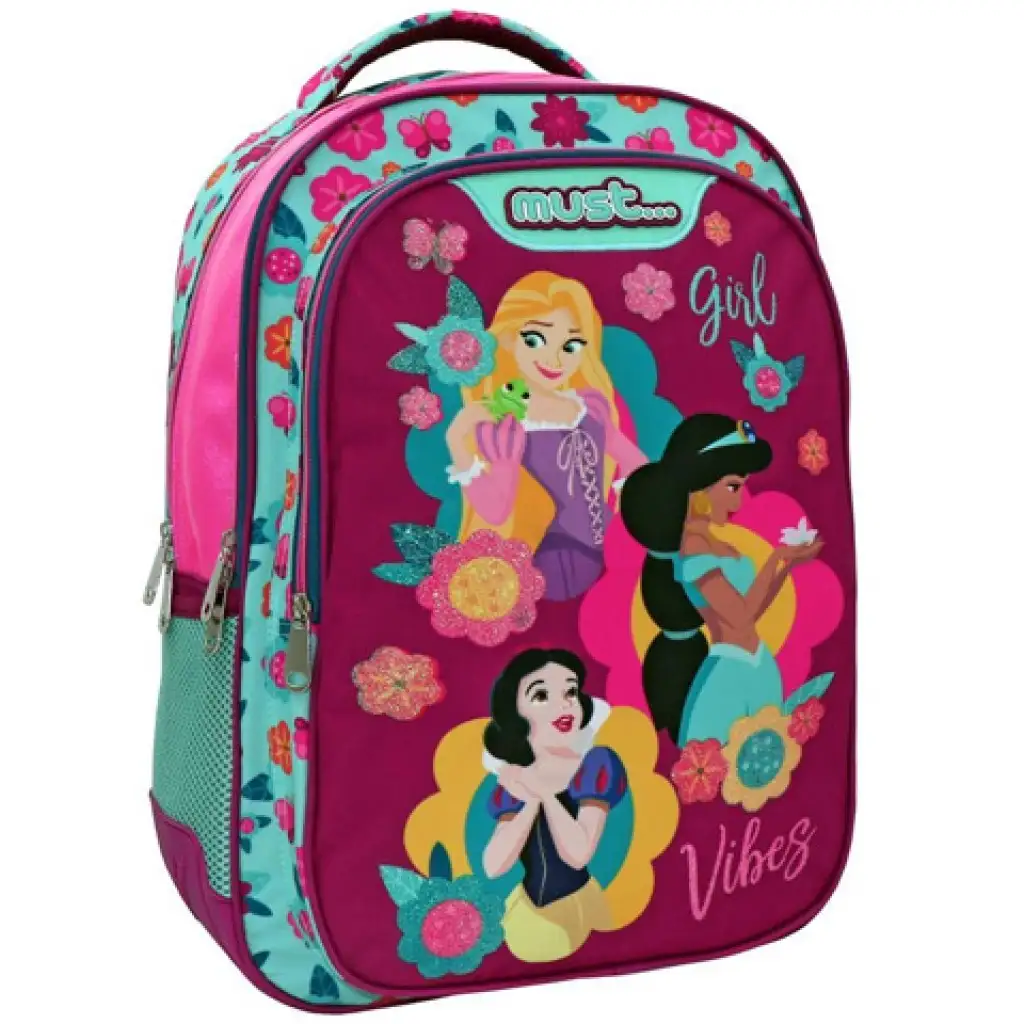 Must: Disney Hercegnők lekerekített ergonomikus iskolatáska, hátizsák 32x18x43cm kép 1