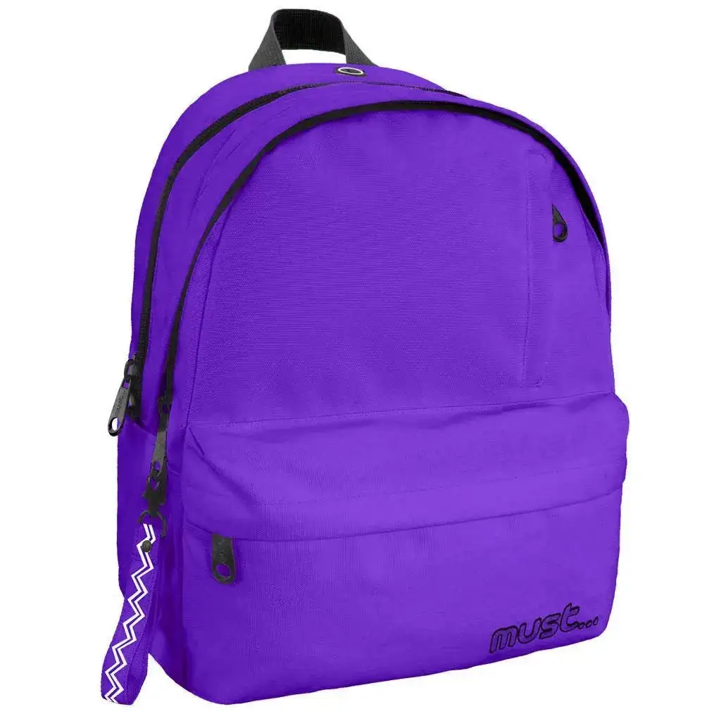 Must: Négyrekeszes lekerekített lila iskolatáska, hátizsák 32x19x42cm kép 1