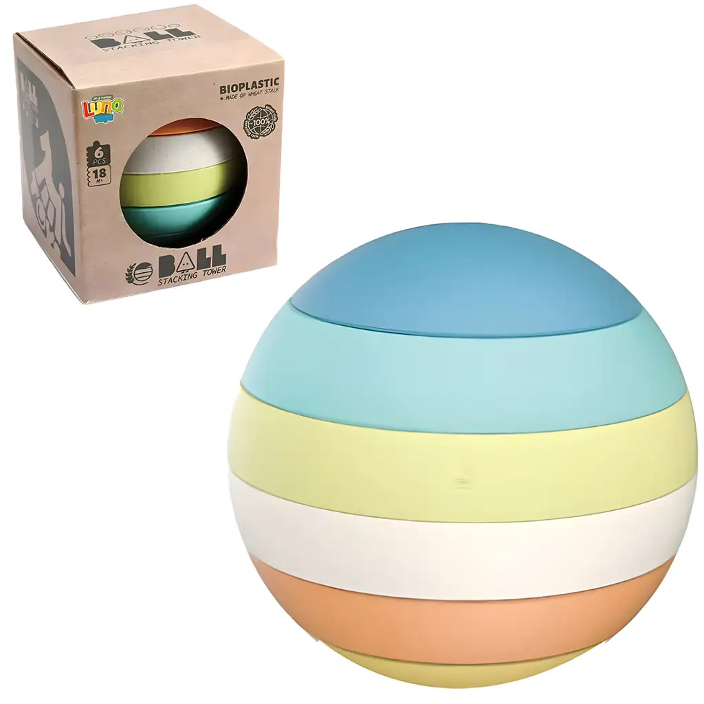 Labda 6db-os toronyépítő játék 12cm kép 1