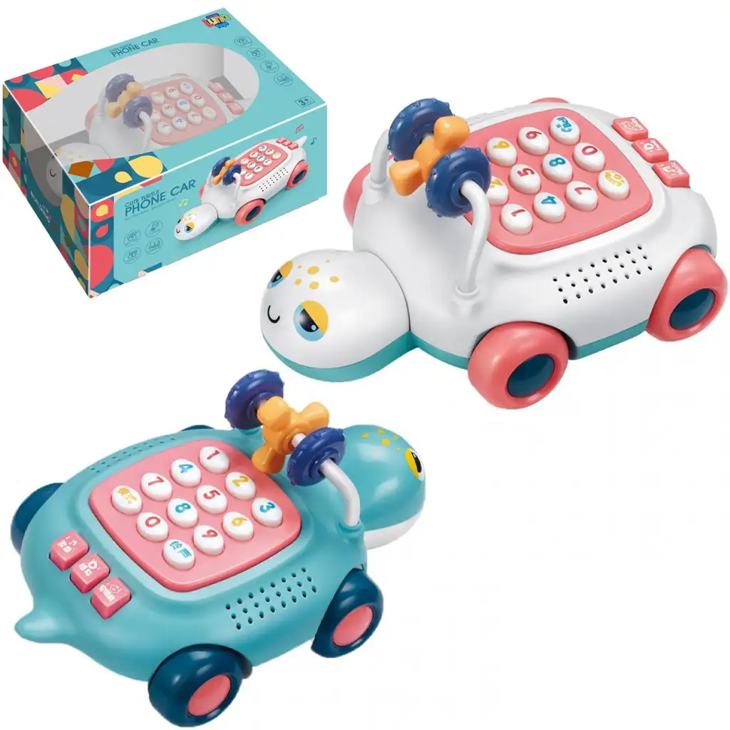 Zenélő és világító teknősös bébi telefon kétféle változatban 20cm kép 1