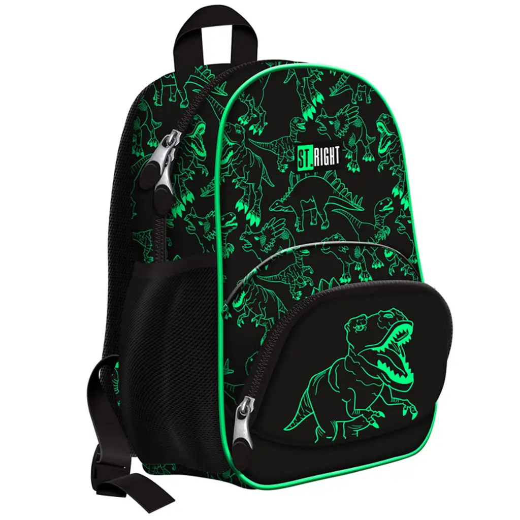 St.Right T-Rex dinoszaurusz mintás kis méretű ergonomikus iskolatáska, hátizsák BP-70 kép 1