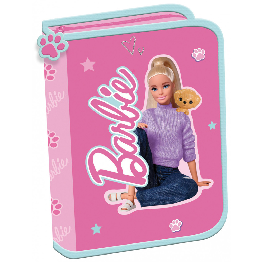 Barbie rózsaszín kihajtható tolltartó 21x14x3,5cm kép 1