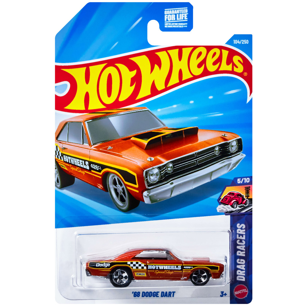 Hot Wheels: '68 Dodge Dart narancssárga színű kisautó 1/64 - Mattel kép 1