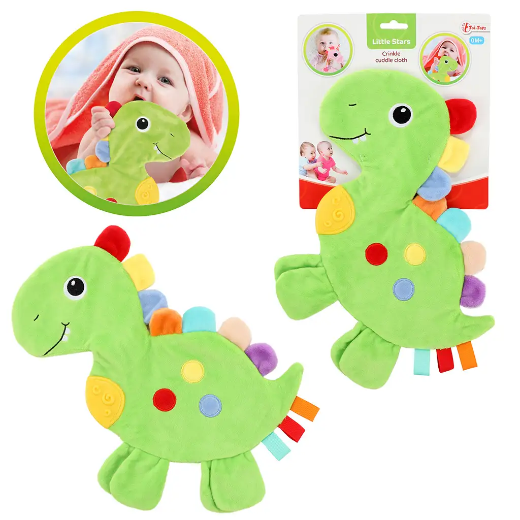 Little Stars: Dinoszauruszos rágókás, csörgős nyálkendő kép 1